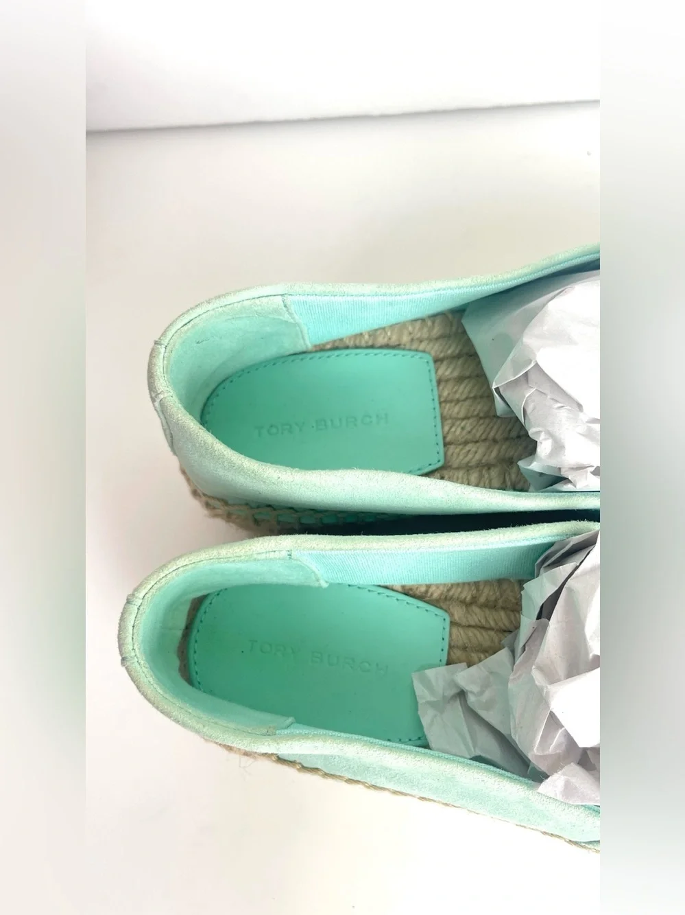 Tory Burch Ines Suede 1.75”H Platform Espadrille Size 5 In Seabubble/ Aqua mint